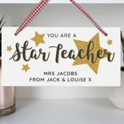 Personalised You Are A Star Teacher Wooden Sign><noscript><img width=