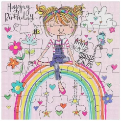 Girl On Rainbow Jigsaw Puzzle With Mini Birthday Card>Rachel Ellen Flash Sale