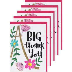 Set Of 5 'Flowers' Thank You Notecards><noscript><img width=