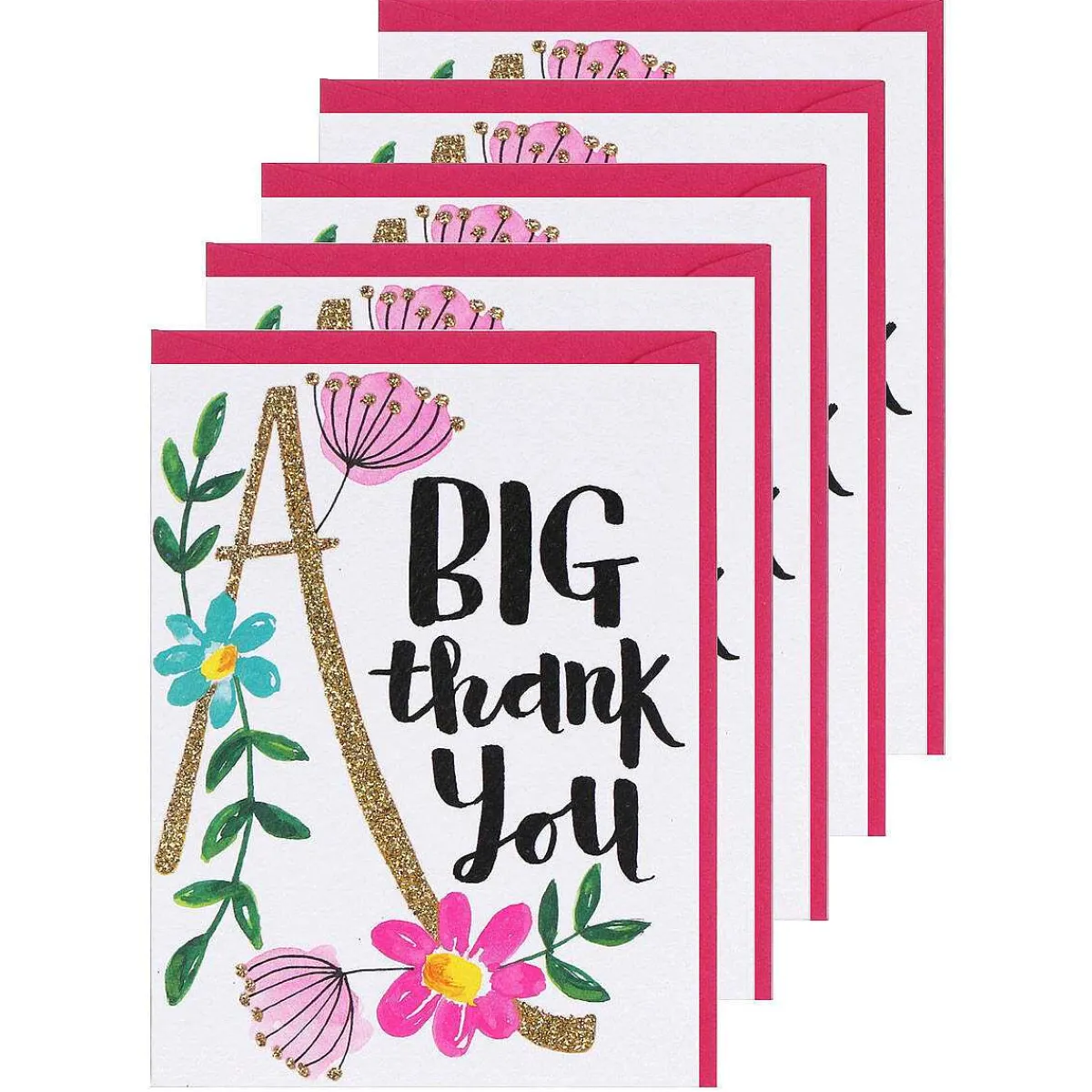 Set Of 5 'Flowers' Thank You Notecards>Rachel Ellen Store