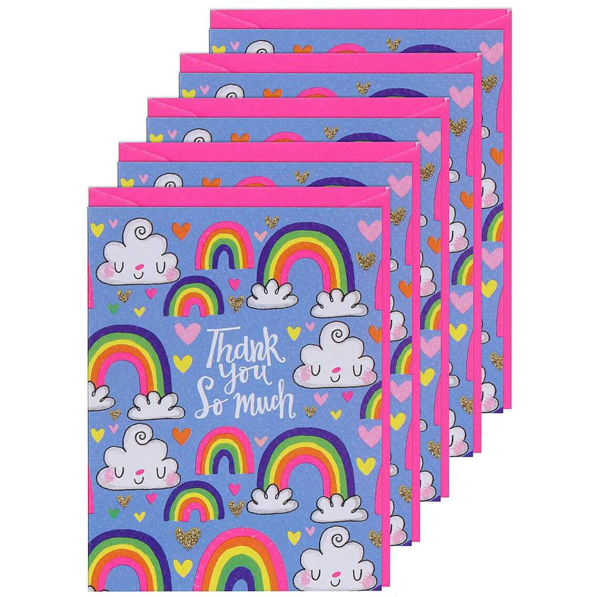 Set Of 5 'Rainbows' Thank You Notecards>Rachel Ellen Fashion