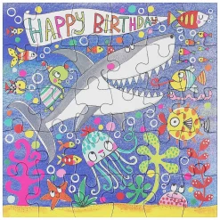 Shark Ocean Jigsaw Puzzle With Mini Birthday Card><noscript><img width=