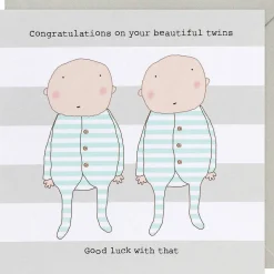Beautiful Twins Good Luck Baby Card>Rosie Made A Thing Store