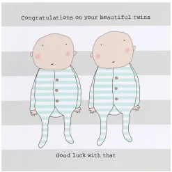 Beautiful Twins Good Luck Baby Card>Rosie Made A Thing Store