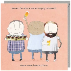 Beers First Greetings Card>Rosie Made A Thing Cheap