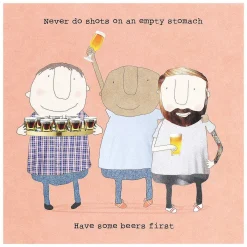 Beers First Greetings Card>Rosie Made A Thing Cheap