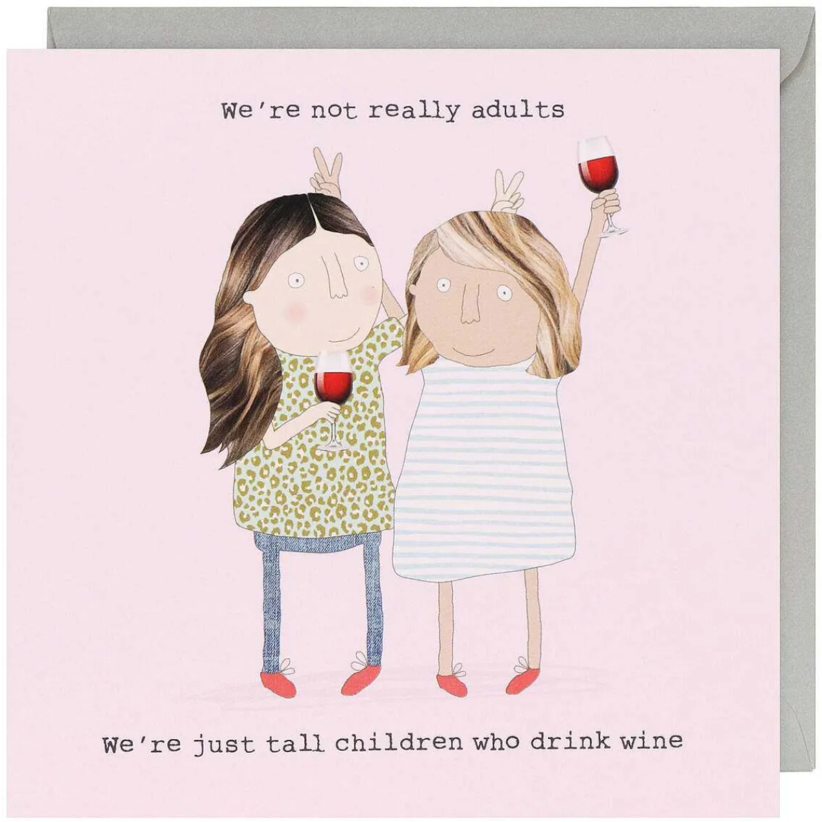 Drink Wine Greetings Card>Rosie Made A Thing Outlet