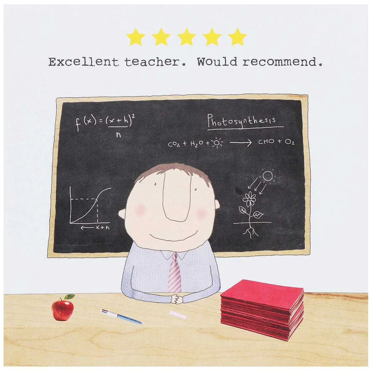 'Five Star Teacher' Men's Teacher Card>Rosie Made A Thing Online