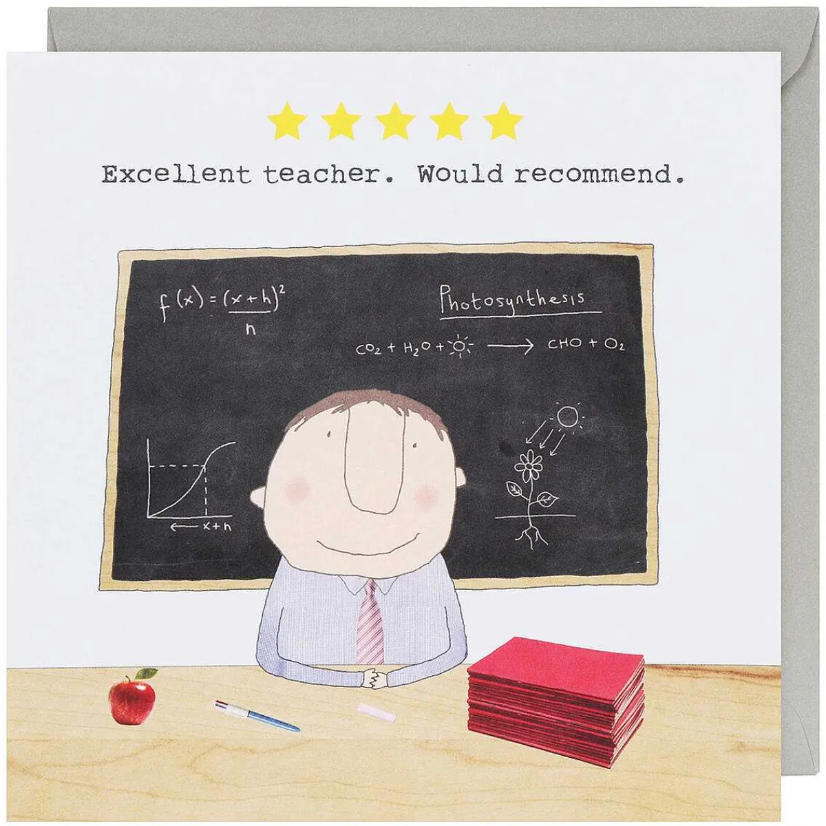 'Five Star Teacher' Men's Teacher Card>Rosie Made A Thing Online