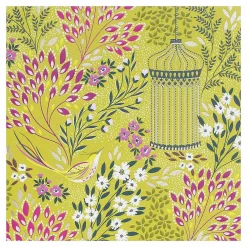 Florals & Bird Chartreuse Greetings Card>Sara Miller Hot