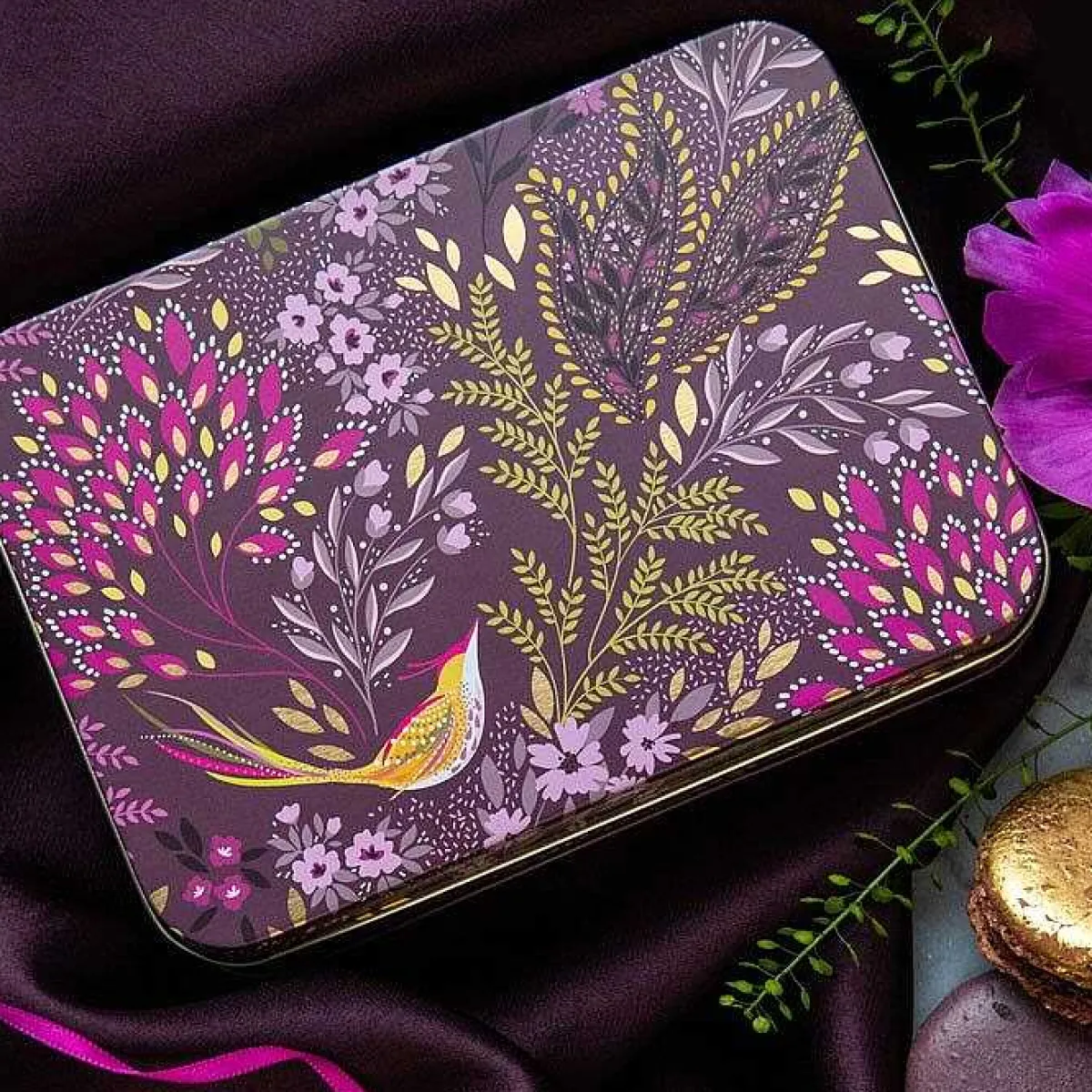 Haveli Garden Plum Songbird Small Deep Rectangular Tin>Sara Miller Store