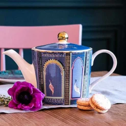 India Lattice Windows Indigo Teapot>Sara Miller Discount