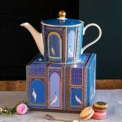 India Lattice Windows Indigo Teapot><noscript><img width=