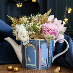 India Lattice Windows Indigo Teapot><noscript><img width=