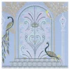 Peacocks & Ornate Door Blue Greetings Card>Sara Miller Best