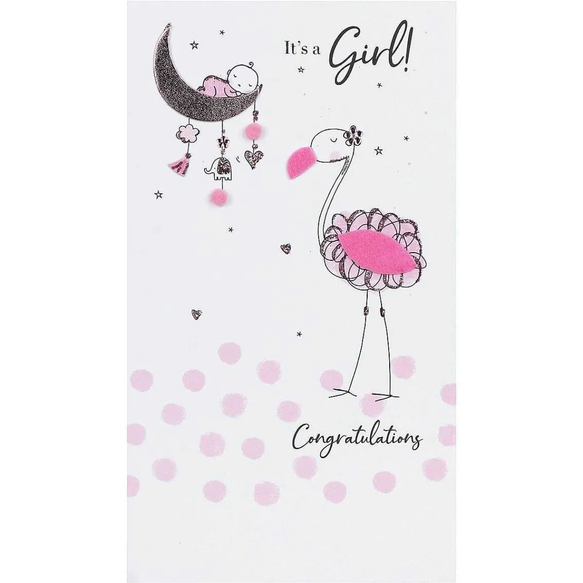 'Baby Girl' Flamingo & Baby New Baby Card>Second Nature Cheap