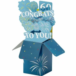 Clever Cubes Blue Fireworks 60Th Birthday 3D Card>Second Nature Cheap