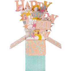 Clever Cubes Confetti & Stars 21St Birthday 3D Card>Second Nature Store