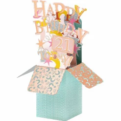Clever Cubes Confetti & Stars 21St Birthday 3D Card>Second Nature Store
