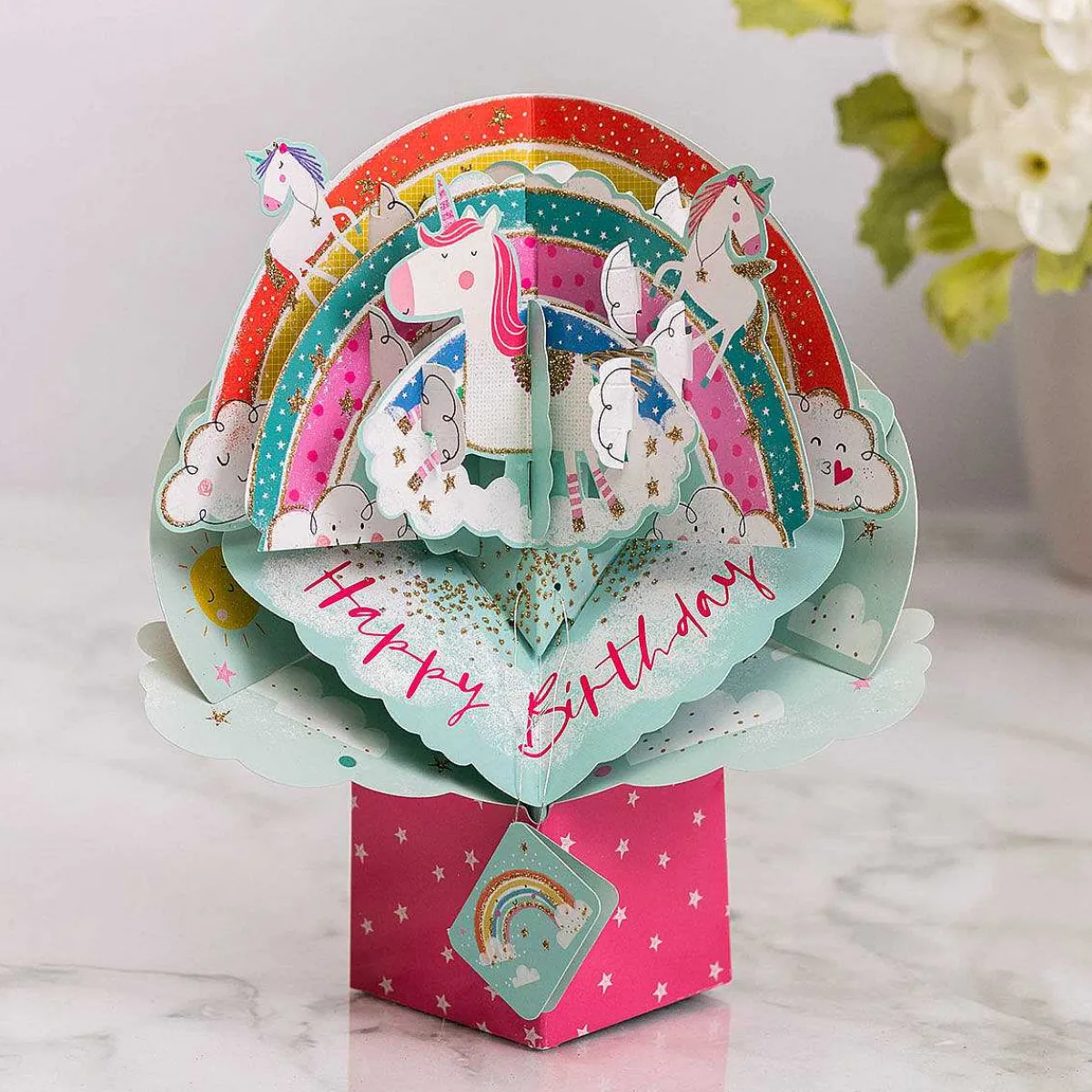 Rainbow & Unicorns 3D Pop Up Birthday Card>Second Nature Outlet
