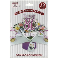 '80Th Birthday' Flowers 3D Pop Up Card>Second Nature Clearance