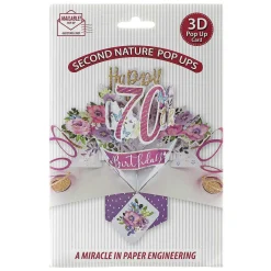 '70Th Birthday' Flowers 3D Pop Up Card>Second Nature Online