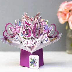 '50Th Birthday' Butterflies 3D Pop Up Card>Second Nature Flash Sale