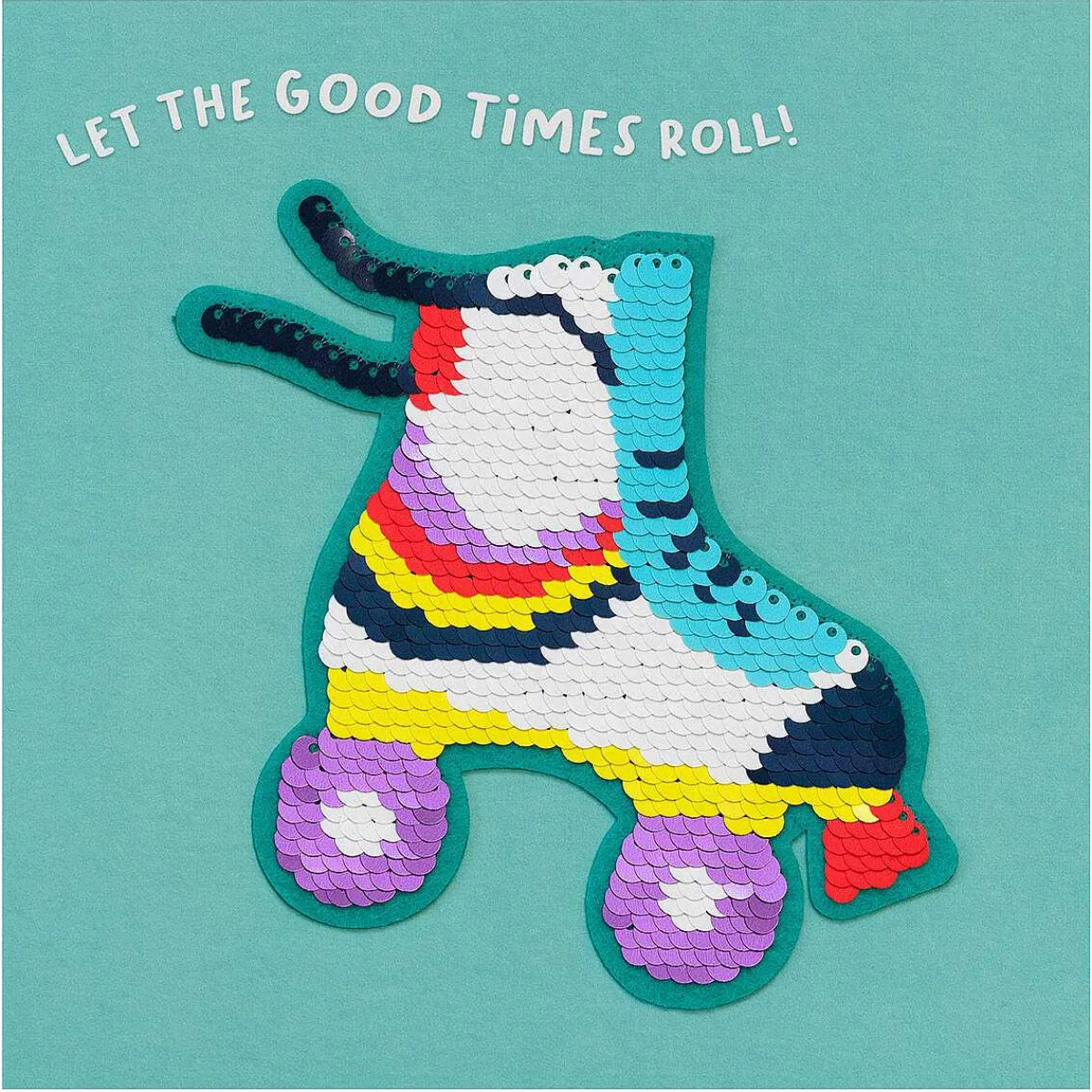 Shine Sequin 'Good Times' Roller-Skate Greetings Card With Peel Off Patch>Temptation Gifts Flash Sale