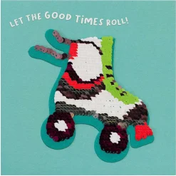 Shine Sequin 'Good Times' Roller-Skate Greetings Card With Peel Off Patch>Temptation Gifts Flash Sale