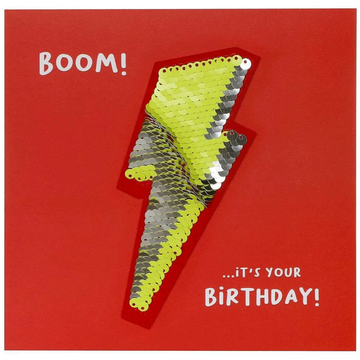 Shine Sequin Lightning Bolt Birthday Card With Peel Off Patch>Temptation Gifts Outlet