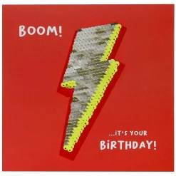 Shine Sequin Lightning Bolt Birthday Card With Peel Off Patch>Temptation Gifts Outlet