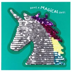 Shine Sequin 'Magical Day' Unicorn Greetings Card With Peel Off Patch>Temptation Gifts Store
