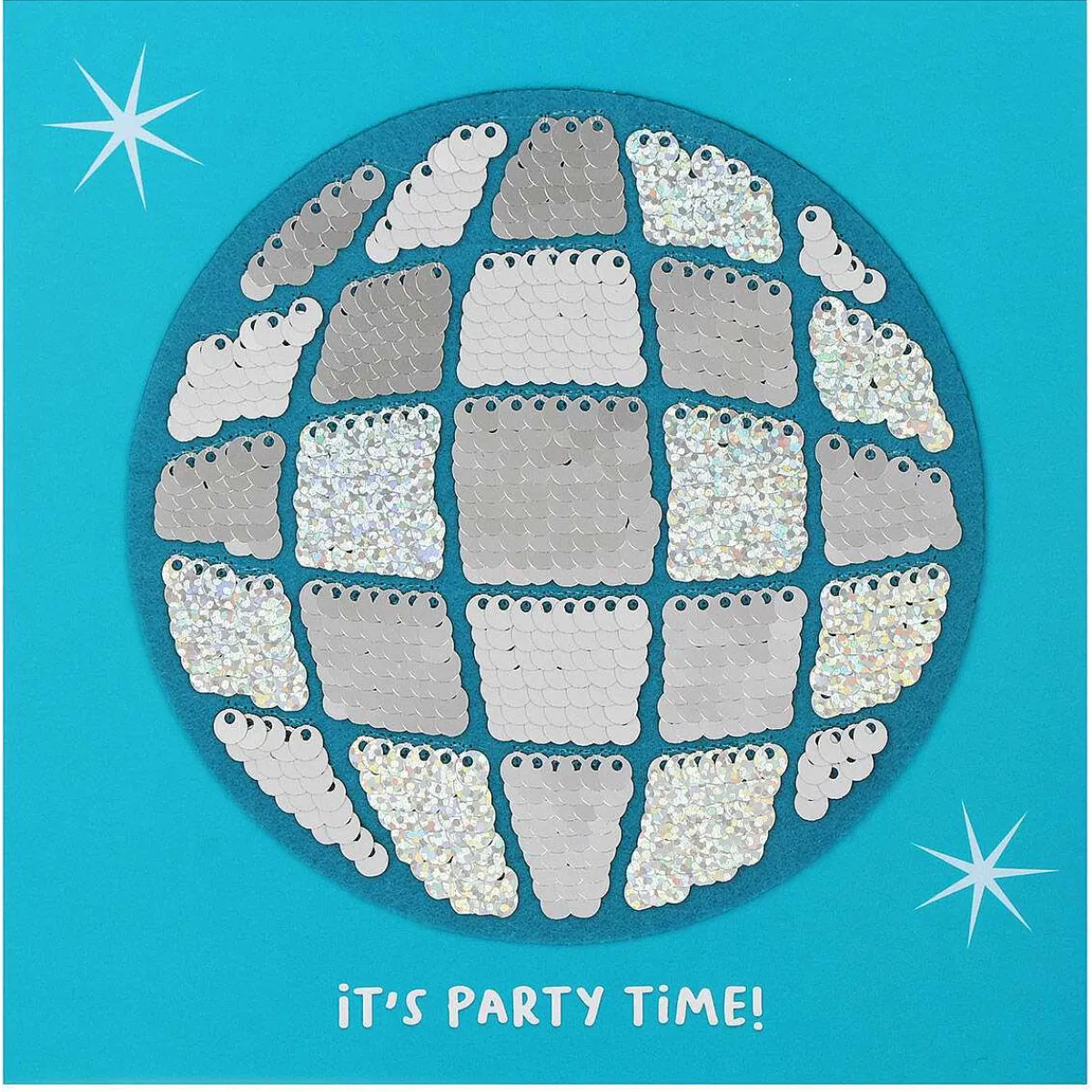 Shine Sequin 'Party Time' Disco Ball Greetings Card With Peel Off Patch>Temptation Gifts Sale