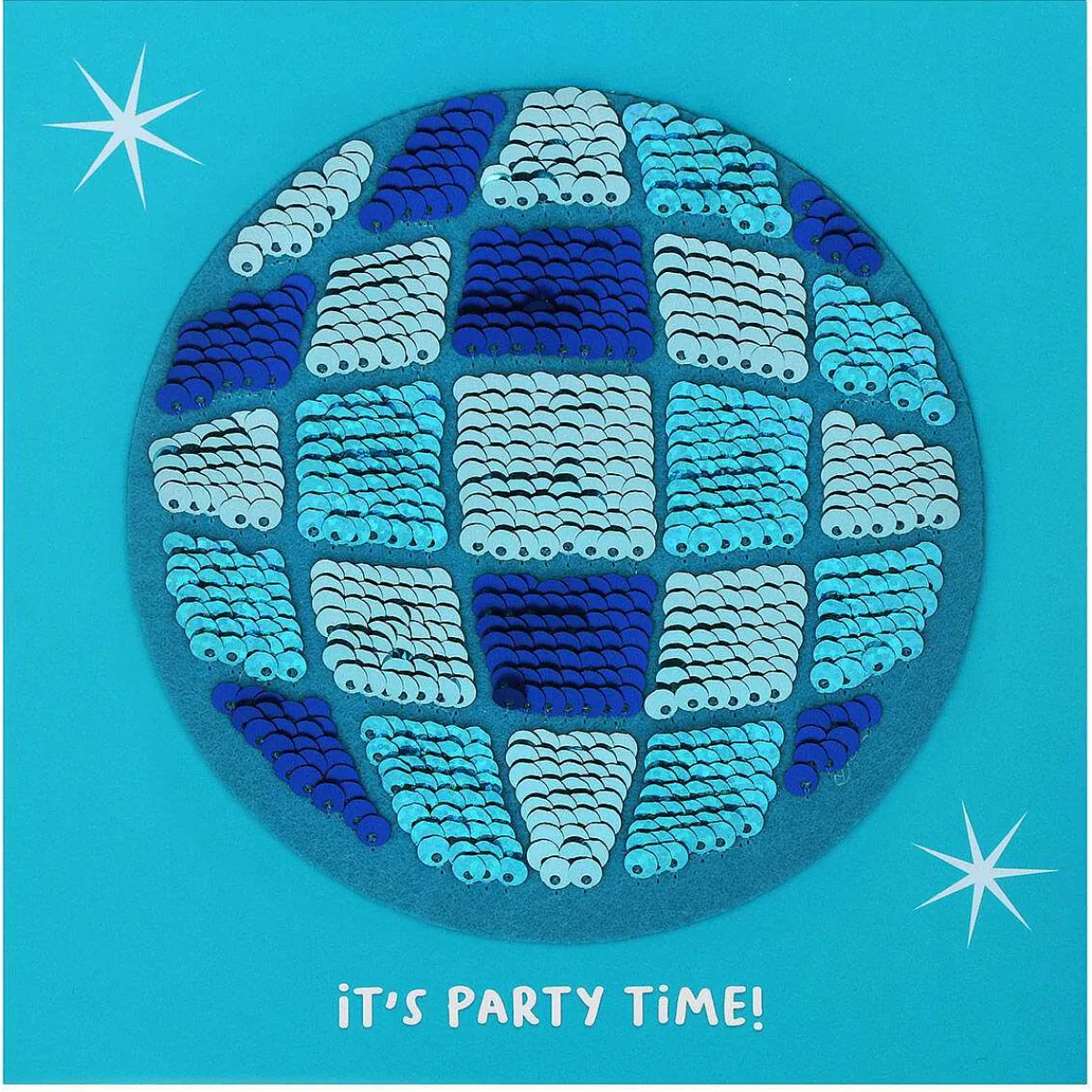 Shine Sequin 'Party Time' Disco Ball Greetings Card With Peel Off Patch>Temptation Gifts Sale
