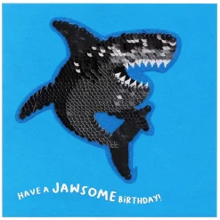 Shine Sequin Shark Birthday Card With Peel Off Patch>Temptation Gifts Discount
