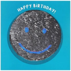 Shine Sequin Smiley Birthday Card With Peel Off Patch>Temptation Gifts Outlet
