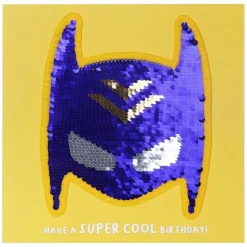 Shine Sequin Superhero Birthday Card With Peel Off Patch>Temptation Gifts Store
