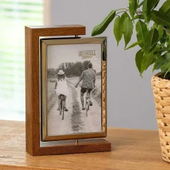 Dark Wood Look 4X6 Rotating Portrait Photo Frame><noscript><img width=