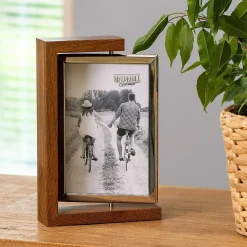 Dark Wood Look 4X6 Rotating Portrait Photo Frame><noscript><img width=