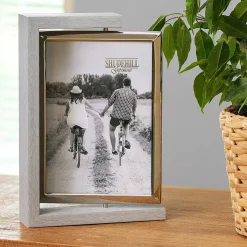 Grey Wood Look 5X7 Rotating Portrait Photo Frame><noscript><img width=