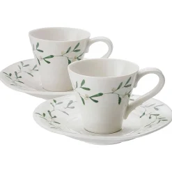 Mistletoe Amor Set Of Two Espresso Cups & Saucers><noscript><img width=