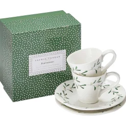 Mistletoe Amor Set Of Two Espresso Cups & Saucers><noscript><img width=