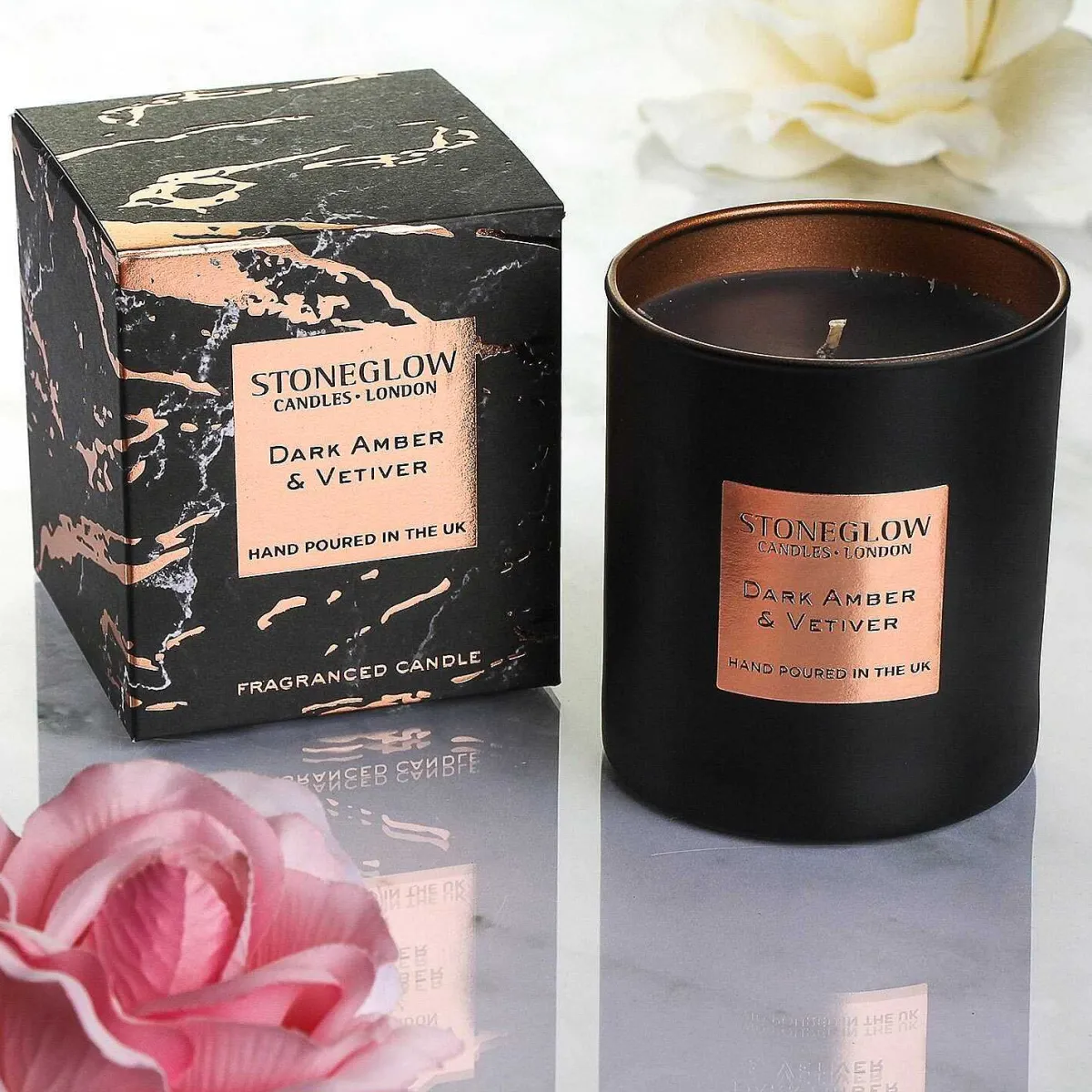 Luna Dark Amber & Vetiver Candle>Stoneglow Hot