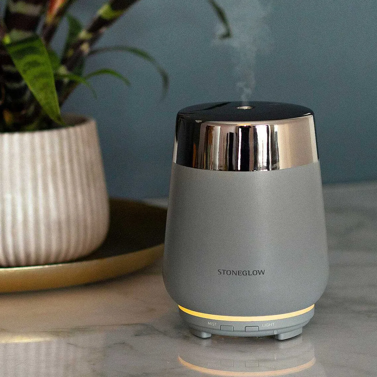 Luna Light Grey & Silver Ceramic Perfume Mist Diffuser>Stoneglow Outlet