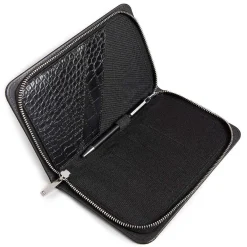 Alffiie Croc Effect Black Travel Organiser With Pen><noscript><img width=
