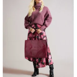 Alliccon Icon Extra Large Deep Purple Croc Bag>Ted Baker Clearance