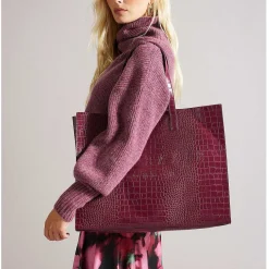 Alliccon Icon Extra Large Deep Purple Croc Bag><noscript><img width=