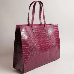 Alliccon Icon Extra Large Deep Purple Croc Bag><noscript><img width=