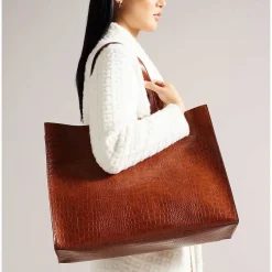 Allicon Icon Extra Large Tan Croc Bag>Ted Baker Best Sale