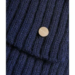 Berryys Dark Blue Wool And Cashmere Blend Ribbed Scarf><noscript><img width=